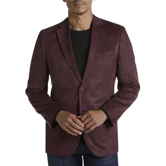 Michael Kors Mens Classic Fit Faux Suede Sport Coat 40 Short Mulberry - NWT $295